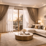 gorden elegan ruang keluarga di jakarta utara