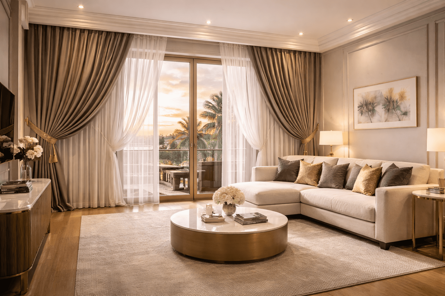 gorden elegan ruang keluarga di jakarta utara