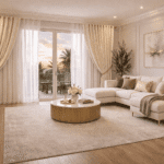 gorden mewah ruang keluarga di jakarta selatan