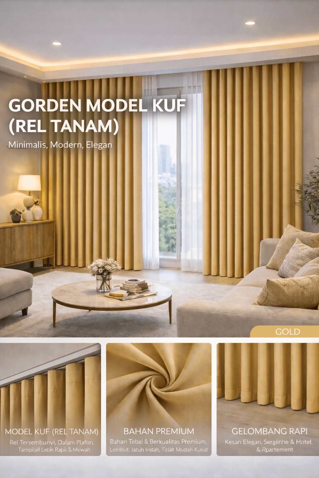 gorden kuf di sepatan rapi dan mewah