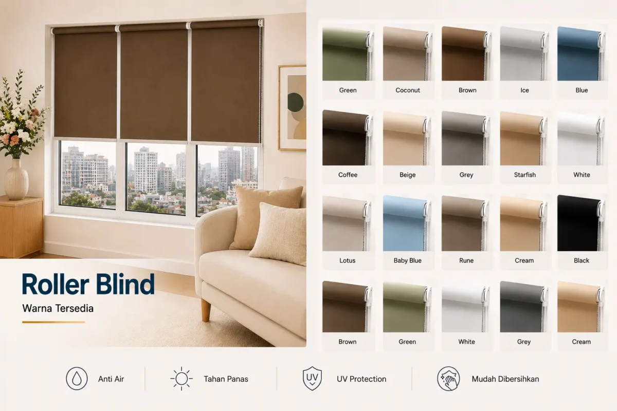 pilihan warna roller blind di ciputat