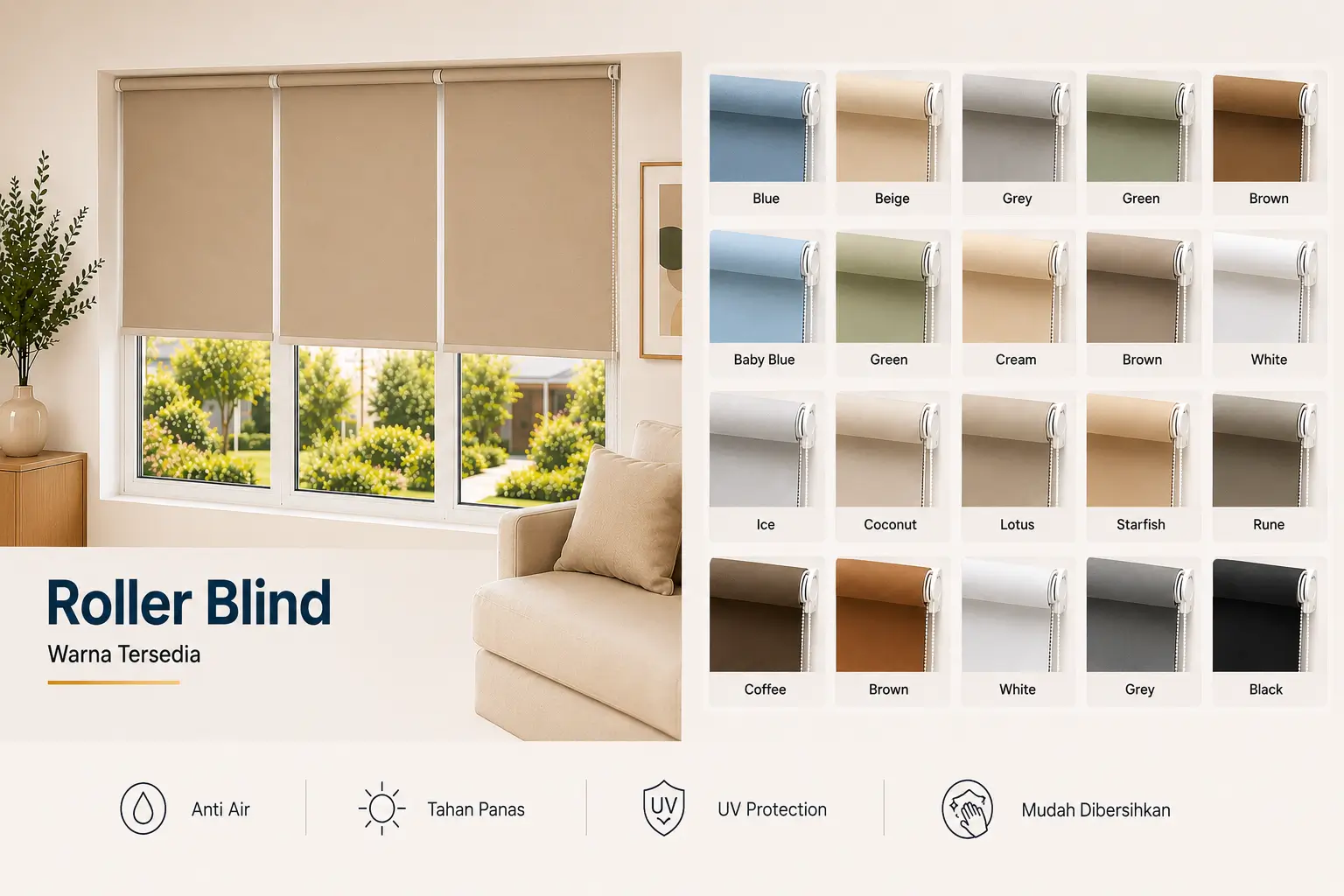 pemasangan roller blind di pamulang custom & terpercaya