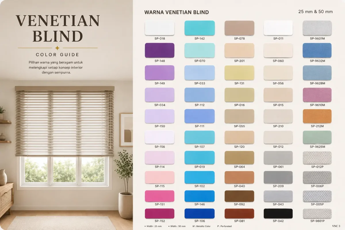 warna bahan venetian blind horizontal blind di serpong
