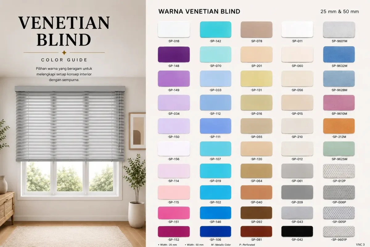 warna dan bahan venetian blind di bsd