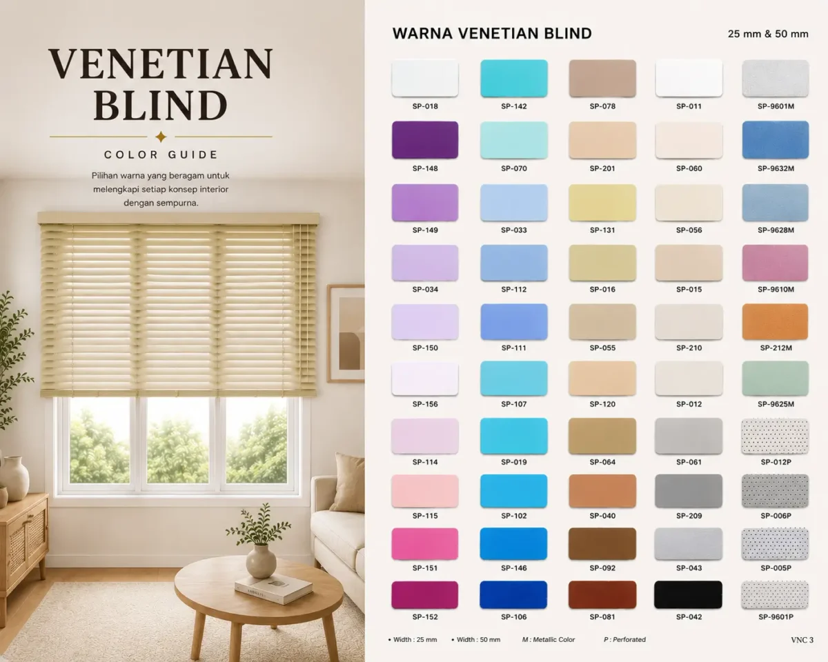 pilihan warna dan bahan venetian blind di lippo karawaci