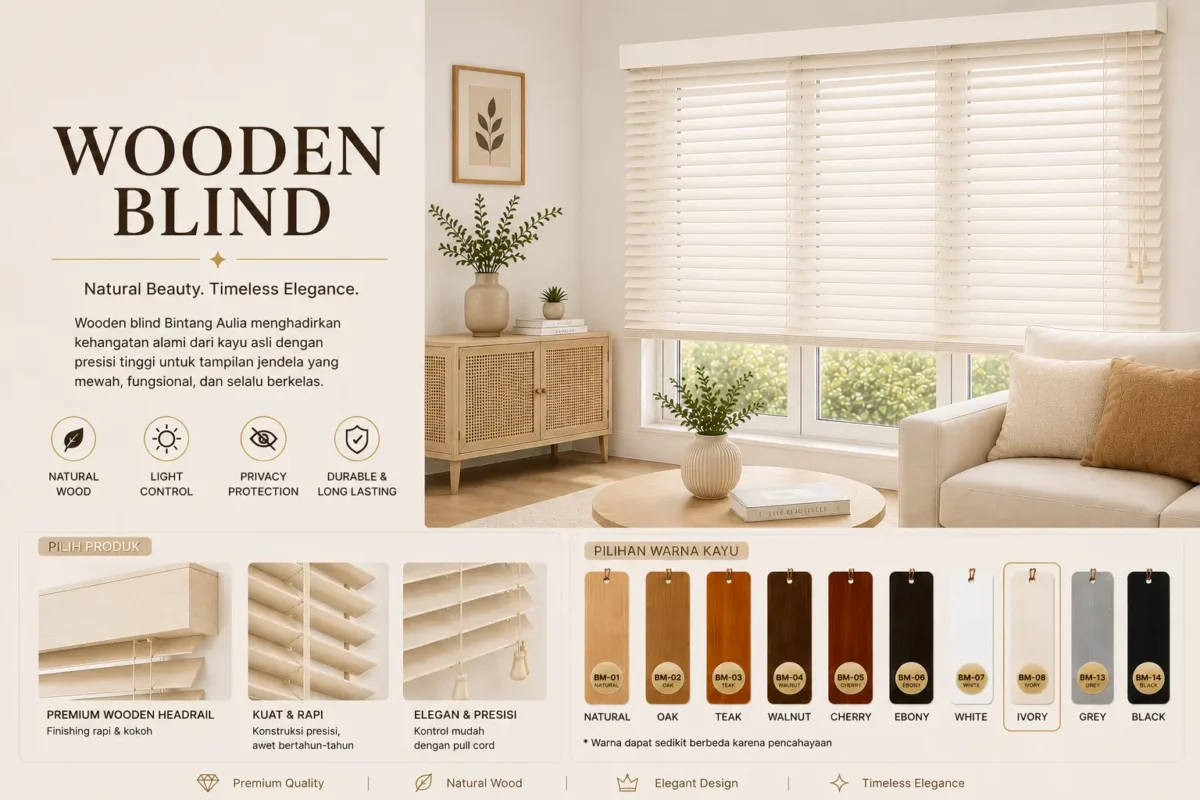 horizontal blind bahan kayu di tigaraksa