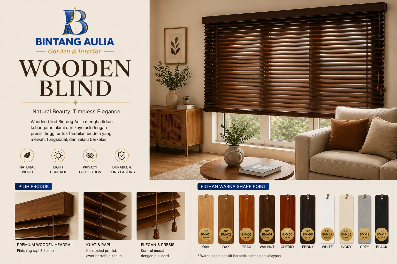 jual wooden blind custom di bsd