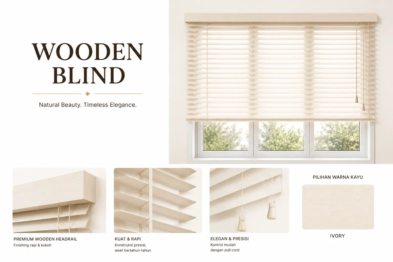jual pasang wooden blind custom di rempoa