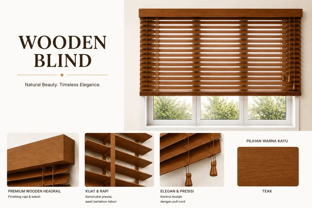 pemasangan wooden blind custom di pamulang