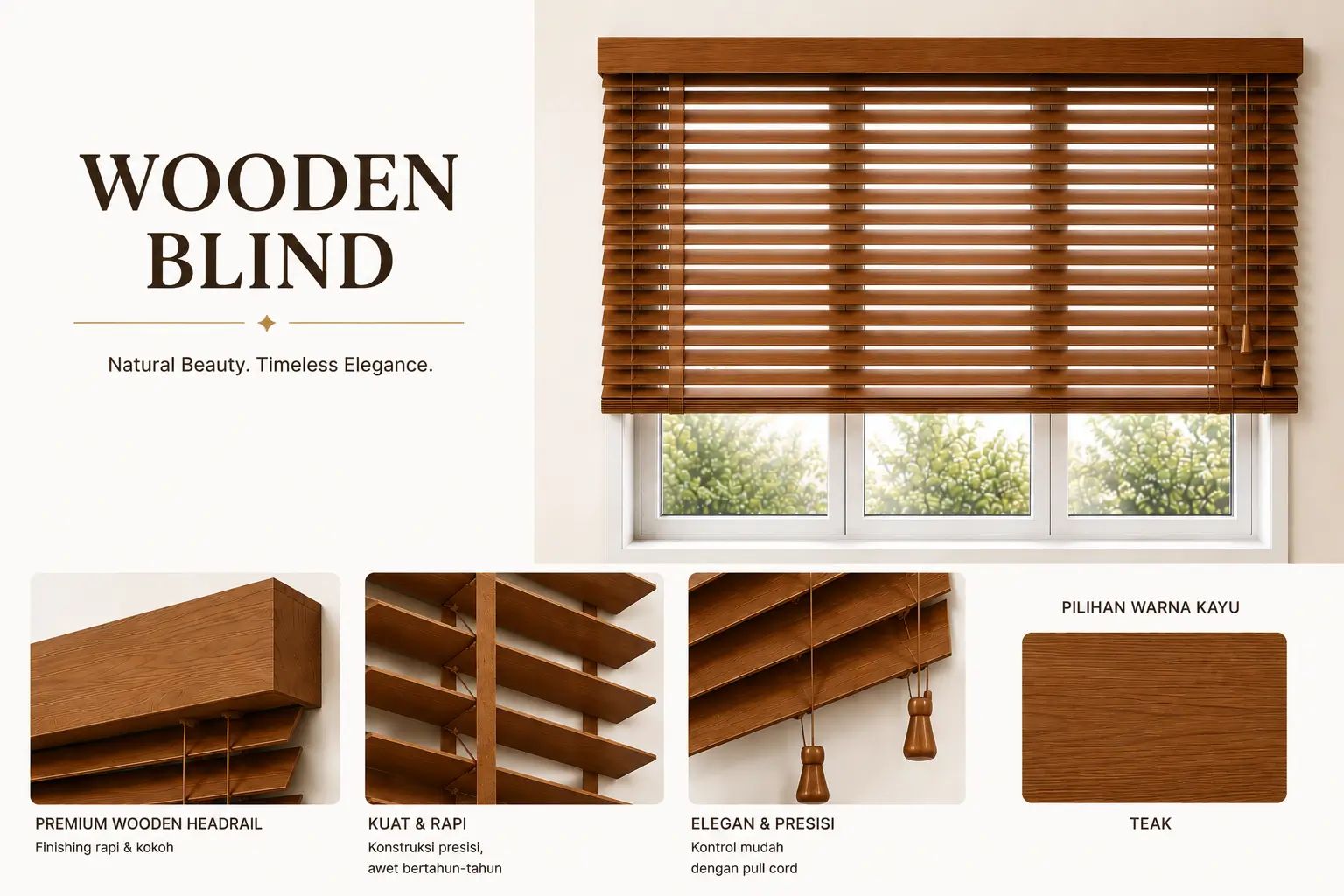 jual wooden blind custom di green lake
