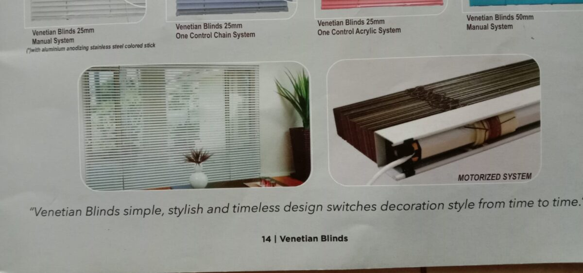 ukuran size daun venetian blind di bintaro